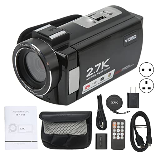 Pomya Digital Camera DV Camera,3in IPS Screen HD Digital Video Camera,48MP DV Camera Night Vision Recording Camera(Black)