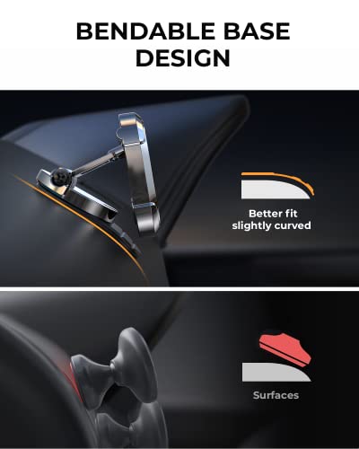 Anwas Magnetic Car Phone Holder Mount Alloy Folding Magnetic Car Phone Holder for Car Dashboard, 360° Adjustable Hands Free Car Phone Holder Mount Fit All iPhones, Samsung, etc