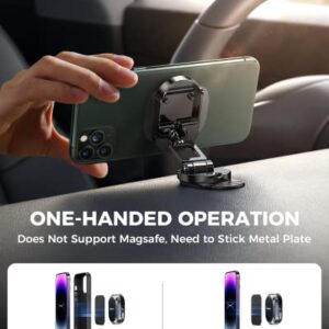 Anwas Magnetic Car Phone Holder Mount Alloy Folding Magnetic Car Phone Holder for Car Dashboard, 360° Adjustable Hands Free Car Phone Holder Mount Fit All iPhones, Samsung, etc