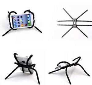 aulzaju universal multi-function flexible spider phone stand car holder hanging mount for iphone,moto,google,oneplus,samsung,andriod all mobile phones in car bicycle desk plane (4 pack black)