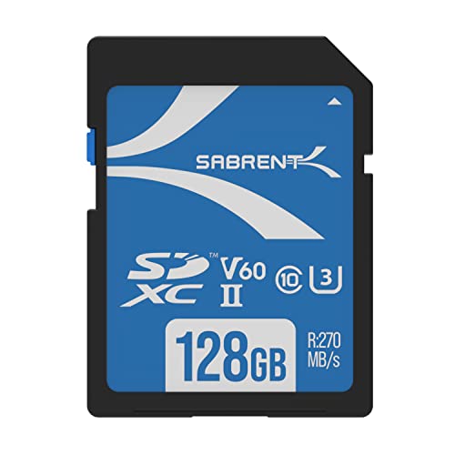 SABRENT Rocket V60 128GB SD UHS-II Memory Card R270MB/s W170MB/s (SD-TL60-128GB)