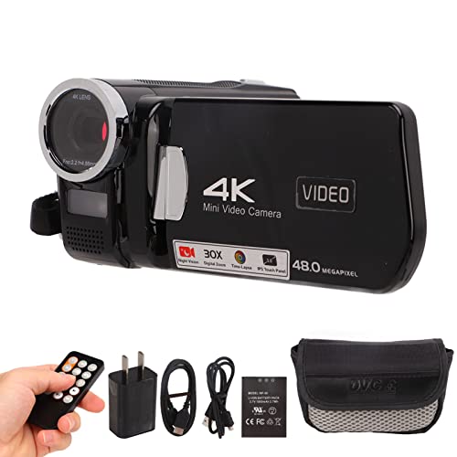 ASHATA Digital Camera, 4K HD Camera with 3 inch IPS Screen 270 Degree Rotation, 13MP CMOS Sensor and 30X Zoom, DV Camera Night Vision Recording Shooting(US)