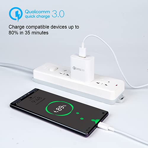 TPLTECH Quick Charge 3.0 Fast Charger Compatible for Samsung Galaxy A10E A20E A20S A30S A50S A51,A20 A30 A40 A50 A70 A80,Galaxy Note 9 8,S8 S9 S10 Plus,LG Q51 K51S K61 G8X G7,5Ft Type C Cord