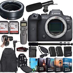 canon eos r6 mirrorless digital camera (body only) and mount adapter ef-eos r bundle + deluxe accessories kit