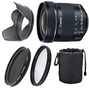 canon ef-s 10-18mm f/4.5-5.6 is stm lens bundle for canon eos 7d, 60d eos rebel sl1, t1i,t2i,t3, t3i, t4,t5,t5i,xs, xsi,xt,xti + uv & polarizer+ top value (renewed)