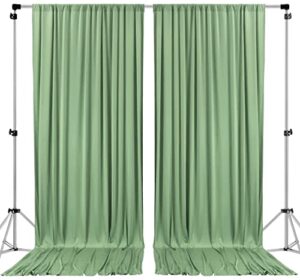 ak trading co. 10 feet x 8 feet polyester backdrop drapes curtains panels with rod pockets – wedding ceremony party home window decorations – sage green (drape5x8-sage-2pack)