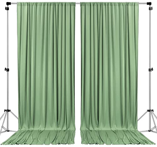 AK TRADING CO. 10 feet x 8 feet Polyester Backdrop Drapes Curtains Panels with Rod Pockets - Wedding Ceremony Party Home Window Decorations - SAGE Green (DRAPE5X8-SAGE-2PACK)