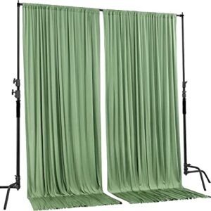 AK TRADING CO. 10 feet x 8 feet Polyester Backdrop Drapes Curtains Panels with Rod Pockets - Wedding Ceremony Party Home Window Decorations - SAGE Green (DRAPE5X8-SAGE-2PACK)