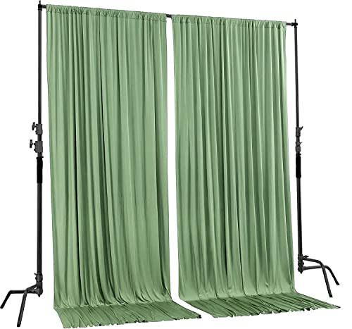 AK TRADING CO. 10 feet x 8 feet Polyester Backdrop Drapes Curtains Panels with Rod Pockets - Wedding Ceremony Party Home Window Decorations - SAGE Green (DRAPE5X8-SAGE-2PACK)