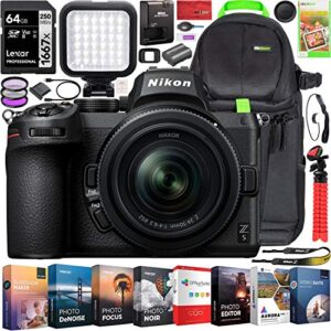 nikon z5 mirrorless full frame camera body with 24-50mm f/4-6.3 lens kit fx-format 4k uhd bundle with deco gear photography backpack + photo video led lighting + 64gb card + software and accessories