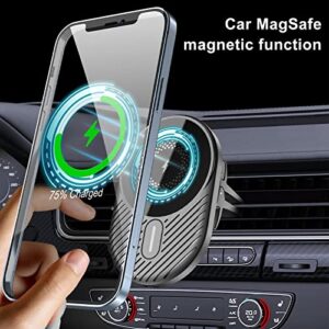 Magnetic Wireless Car Charger Vent Mount for Mag-Safe iPhone 14/14 Pro/13 Pro Max/12/12 Pro/Mini/Pro Max Magnet Car Charger 15W Mag Safe Phone Holder Stand Wireless Charging Air Vent Mount Charger