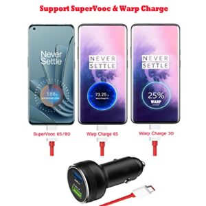 Warp Charge 30W 65W Car Charger Supervooc for Oneplus 11 10 9 Pro 9R 8T 10T 8 7T Nord N20 N300 N10 N100 N200 5G Dash Charge Car Fast Charging One Plus 7 6T 6 Black