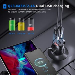 Magift Bluetooth FM Transmitter for Car - 3 in 1 Bluetooth Car Adapter with Phone Holder Supports QC3.0 Charging,Stronger Microphone & Enhanced FM Transmission are Built in Car Bluetooth Adapter