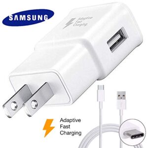 Fast Adaptive Wall Adapter Charger for Galaxy S10 S9 Plus Note 9 S8 Note 8 EP-TA20JBE - 6 Foot Type C/USB-C Cable and OTG Adapter - White