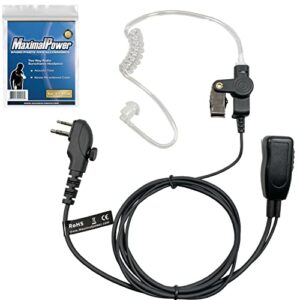 maximalpower hytera hyt single wire 2-pin radio earbud headset ptt mic in-ear clear coil tube
