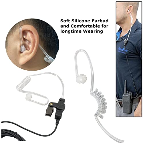 MaximalPower HYTERA HYT Single Wire 2-Pin Radio Earbud Headset PTT Mic in-Ear Clear Coil Tube