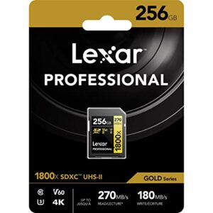 Lexar Gold Series Professional 1800x 256GB UHS-II U3 SDXC Memory Card