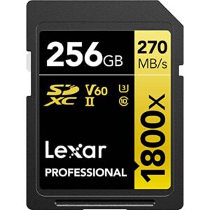 lexar gold series professional 1800x 256gb uhs-ii u3 sdxc memory card