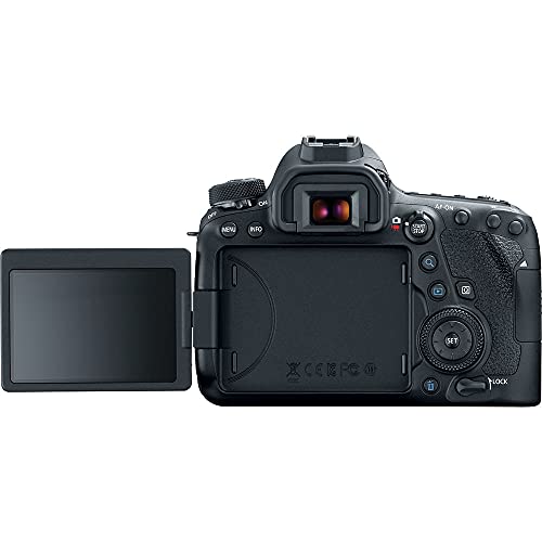 Canon EOS 6D Mark II DSLR Camera (Body Only) (1897C002) + 64GB Memory Card + Case + Card Reader + Flex Tripod + Hand Strap + Cap Keeper + Memory Wallet + Cleaning Kit (Renewed)
