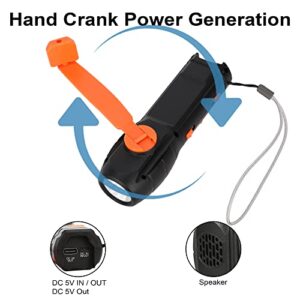 Hand Crank Flashlight with Emergency Radio Phone Charger, Portable Dynamo SOS LED Torch Rechargeable USB Charging Handheld LED Flashlights Built-in Loudspeaker for Camping Hiking Gift