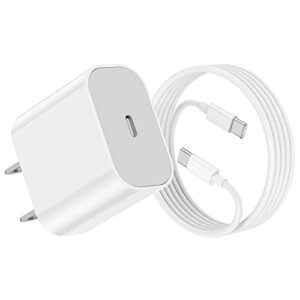 20w ipad fast charger usb c for ipad pro 12.9,11 inch 2021/2020/2018, new ipad air 5th/4th 10.9 inch 2022/2020, apple-ipad mini 6 gen 2021, pd wall charging block with 6ft usb c to c charging cable