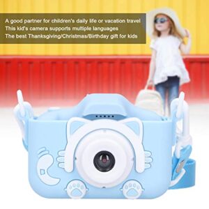 Jopwkuin Digital Camera, Small Size Portable Easy to Operate Children Camera Toy ABS and Silicone for Outdoor for Children(Blue)