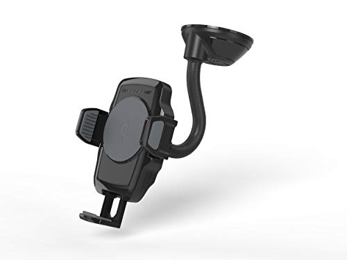 SCOSCHE WDQ2M STUCKUP Qi Car Phone Holder Windshield, Dashboard or Vent Mount | Stick Grip Suction Cup Base | Non-Magnetic | Black Charger with Car Adapter and Type-C Cable