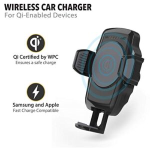 SCOSCHE WDQ2M STUCKUP Qi Car Phone Holder Windshield, Dashboard or Vent Mount | Stick Grip Suction Cup Base | Non-Magnetic | Black Charger with Car Adapter and Type-C Cable