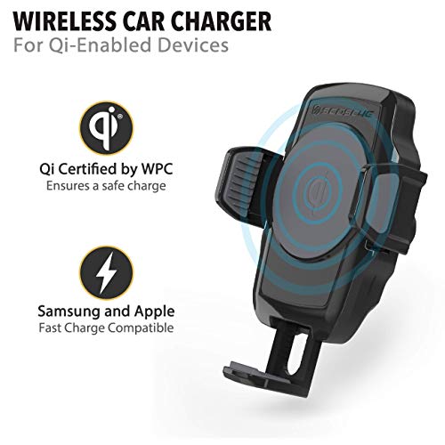 SCOSCHE WDQ2M STUCKUP Qi Car Phone Holder Windshield, Dashboard or Vent Mount | Stick Grip Suction Cup Base | Non-Magnetic | Black Charger with Car Adapter and Type-C Cable