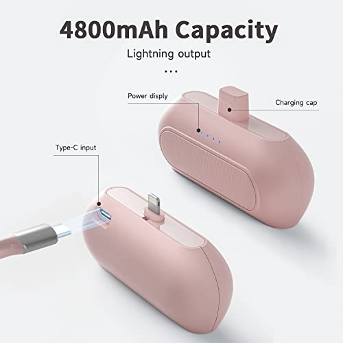 TQGX Small Portable Charger 4800mAh Ultra-Compact Cordless Fast Charger Mini Battery Pack Compatible with iPhone 14/13/12/11/8/7/6/XR/XS Max/Pro Max/AirPods