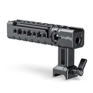 smallrig nato top handle quick release handgrip, built-in cold shoe mount, 1/4”-20 and 3/8”-16 thread holes, locating holes for arri standard, back/forward adjustable – 1955