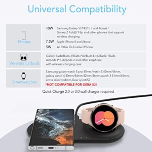 Wireless Charging Pad for Samsung Watch and Phone,Dual Wireless Charger Station for Galaxy Watch 5 Pro/5/4 Active 2 Galaxy S23/Ultra/S23+/S22/Note 20/ Z Flip 4/3 Fold 4/3 Galaxy Buds2/Pro with Adapter