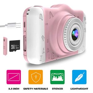 WOWGO Kids Digital Camera - 12MP Children's Camera with Large Screen for Boys and Girls, 1080P Rechargeable Electronic Camera with 32GB TF Card