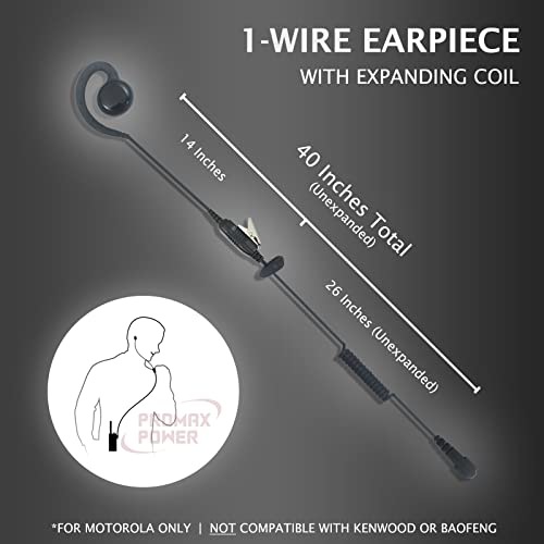 PROMAXPOWER Two Way Radio 1-Wire C-Shape Swivel Headset Earpiece PTT for Motorola CP88, CP100, CP185, CP200, CP200D, CLS1110, CLS1410, EP450