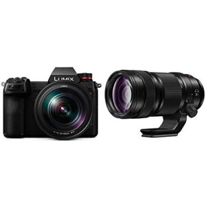 panasonic lumix s1r full frame mirrorless camera with panasonic lumix s pro 70-200mm f4 telephoto lens