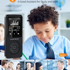 MP3 Player with Bluetooth 5.2,MUSICROSS 16GB Music MP3 MP4 Player for Kids,Build-in HD Speaker/Photo/Video Play/FM Radio/Voice Recorder/E-Book Reader,Supports up to 128GB,Black