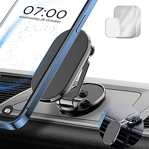 ZXK CO Magnetic Phone Holder, Multi-Functional Cell Phone Car Mount Strong Magnet 360° Rotation Foldable Desk Phone Cradle Universal Car Phone Holder for Dashboard Screens All Smartphones [2022 New]