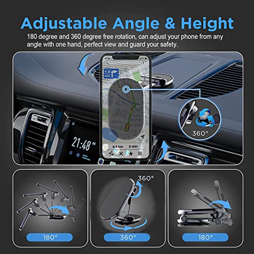 ZXK CO Magnetic Phone Holder, Multi-Functional Cell Phone Car Mount Strong Magnet 360° Rotation Foldable Desk Phone Cradle Universal Car Phone Holder for Dashboard Screens All Smartphones [2022 New]