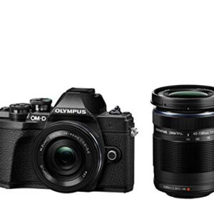 Olympus OM-D E-M10 Mark III Kit, Micro Four Thirds System Camera (16 Megapixel, 5-Axis Image Stabilisation, Electronic Viewfinder) + M.Zuiko 14-42 mm EZ Zoom Lens + M.Zuiko 40-150 mm Telezoom, Black