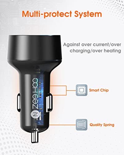 Car Charger, ZeeHoo USB C Car Charger Adapter QC 3.0&PD Dual Port 45W Fast Charging for Apple iPhone 14 13 12 11 Pro Max Mini, Samsung Galaxy S23 Ultra/S22/Z Fold4 Flip 4/S21/Note20/Pixel/LG