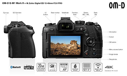 Olympus OM-D E-M1 Mark II Kit, Micro Four Thirds System Camera (20.4 Megapixel, 5-Axis Image Stabilisation, Electronic Viewfinder) + M.Zuiko 12-40 mm PRO Universal Zoom, Black