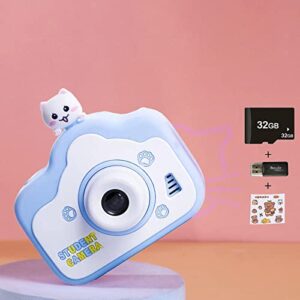 children’s hd front & rear dual camera, 2000w mini 2.0 inch camera camera video game music integration including 32g memory card, easy to use & durable (light blue)