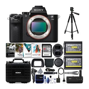 sony alpha a7ii mirrorless digital camera (body only) bundle with digital camera and tripod, software kit, battery grip, memory card, case, cleaning kit, battery (2-pack) with dual charger (8 items)