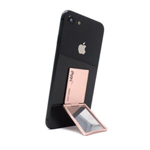 flip stand (aka piggy pro) adjustable phone stand & grip with compact mirror, compatible with magnet car mount (rose gold)
