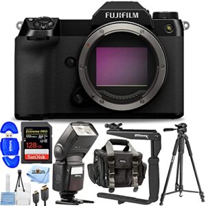 pixel hub fujifilm gfx 100s medium format mirrorless camera 600022058-10pc accessory bundle includes: sandisk extreme 128gb sd, speedlite flash, tripod, gadget bag and more