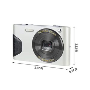 Digital Camera 18mp 2.7 Inch LCD Screen 8X Digital Zoom Fhd 1080p Digital Camera Small Camera Students Boys Girls Gift Support Connecting to Computer for Printing (White)