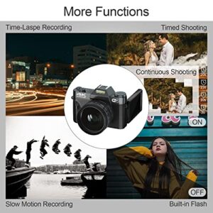 VJIANGER Digital Camera for Photography 4K 48MP Vlogging Camera for YouTube with WiFi, 16X Digital Zoom, 52mm Wide Angle & Macro Lens, 2 Batteries, 32GB TF Card(W02-Black2)