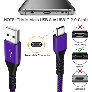 Boxeroo USB Type C Cable (3Pack 10ft), USB2.0 Fast Charge Nylon Braided USB C to USB A Charging Cable Compatible for Galaxy S10 S9 S8 Plus Note 9 8, LG V40 V30 G6 G5, Switch