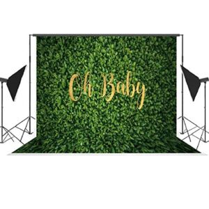 Oh Baby Green Leaves Backdrop Boy Girl Baby Shower Photography Background Newborn Announce Pregnancy Birthday Party Decorations Supplies Banner Photo Studio Props 7x5ft