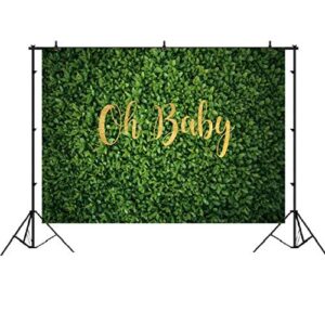 Oh Baby Green Leaves Backdrop Boy Girl Baby Shower Photography Background Newborn Announce Pregnancy Birthday Party Decorations Supplies Banner Photo Studio Props 7x5ft